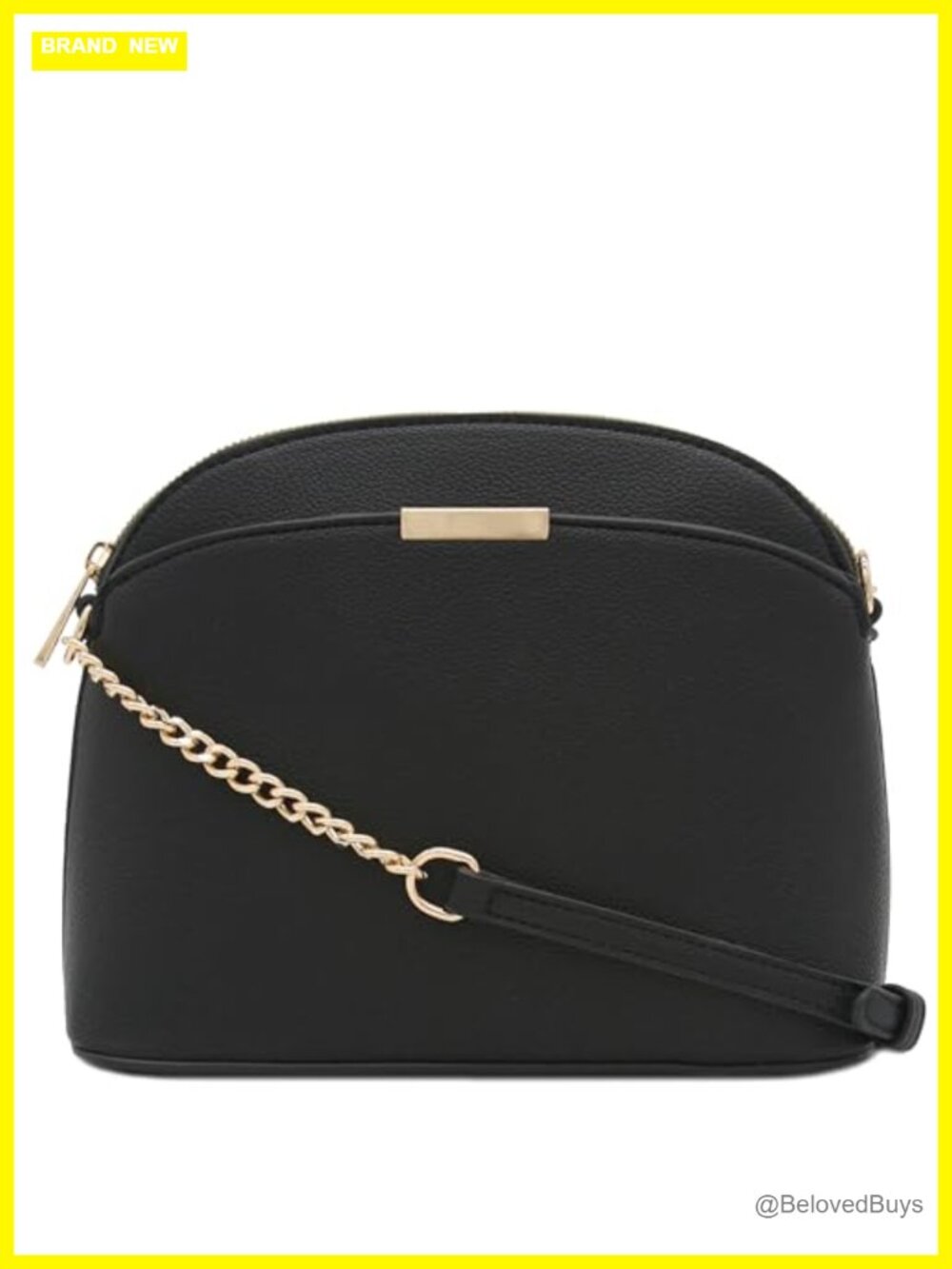 Faux Leather Small Dome Crossbody Bag with Chain Strap